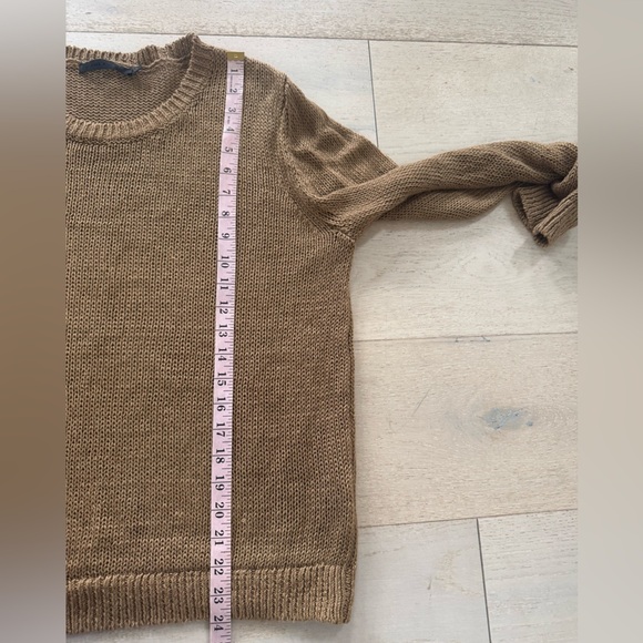 Jenni Kayne 100% Linen Sweater Women's M Crew Neck Camel/Gold - Picture 11 of 11